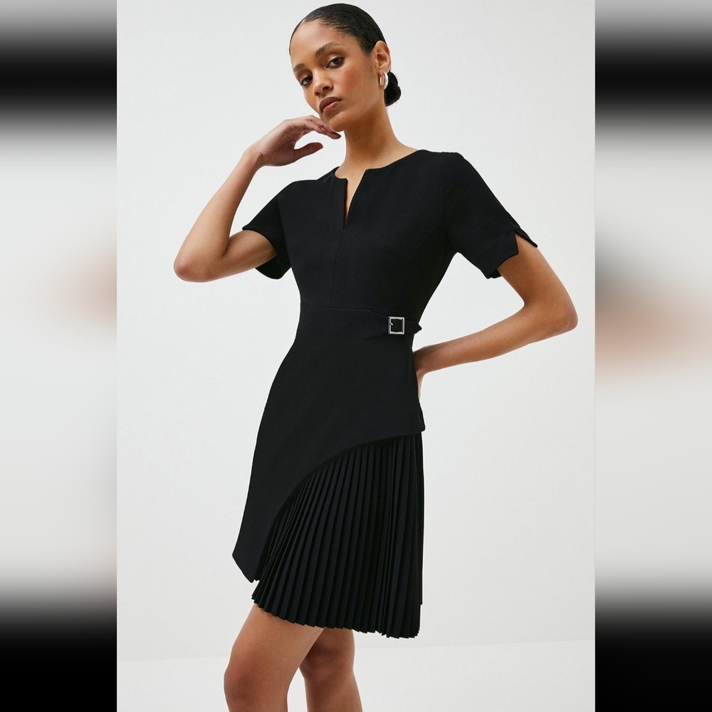 Karen Millen Tailored military pleaded short sleeve mini dress